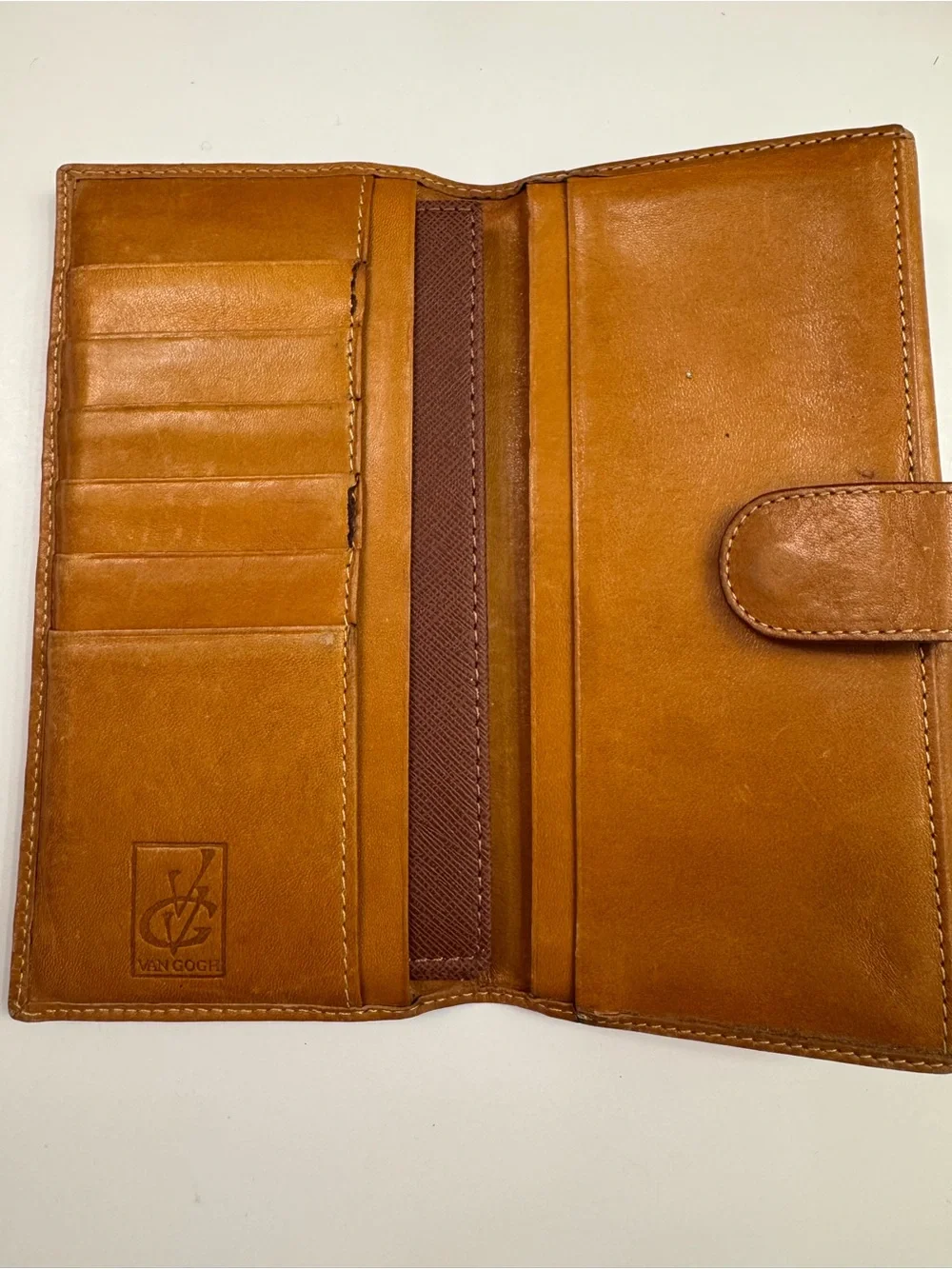 Van Gogh Canvas Print Wallet in Tan Leather Trim
